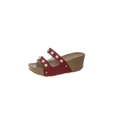 Open Toe Wedge Sandals Burgundy OutfitFlow