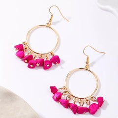 18K Gold-Plated Hoop Earrings with Tassel Beads OutfitFlow
