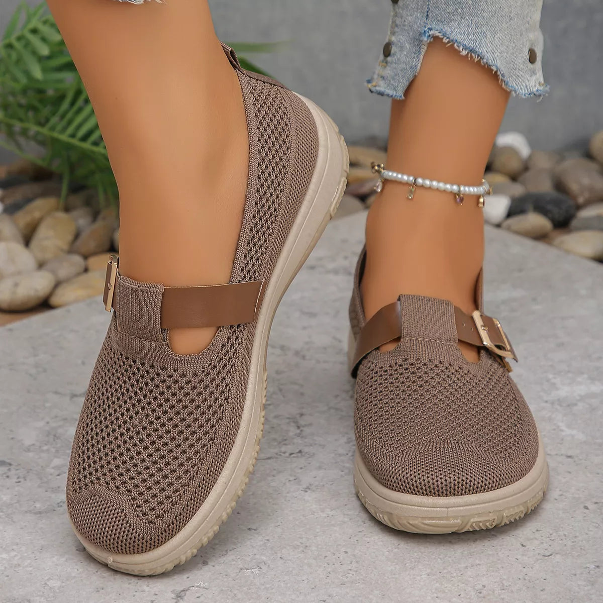 Round Toe Platform Slip-Ons Coffee Brown OutfitFlow