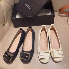 Round Toe Block Heels Slip-Ons OutfitFlow