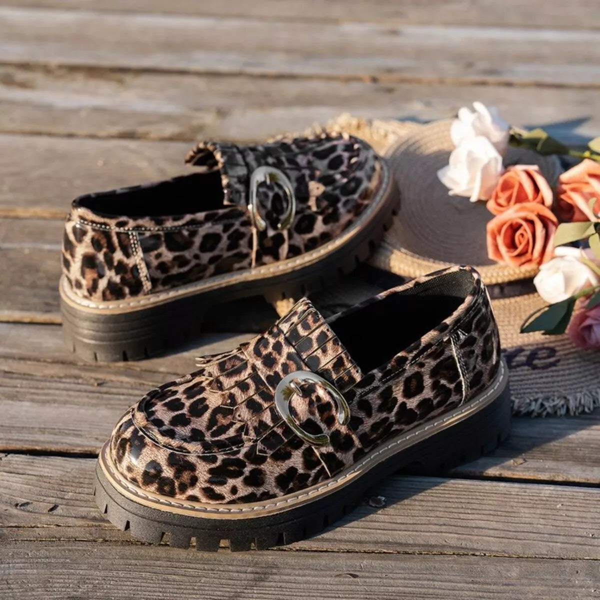 Round Toe Platform Loafers Trendsi