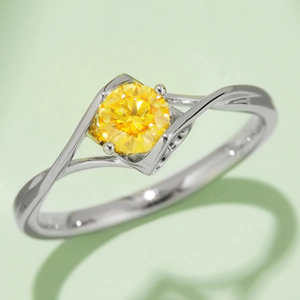 Moissanite 925 Sterling Silver Ring Yellow OutfitFlow