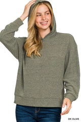Zenana Ribbed Long Sleeve Hoodie OutfitFlow