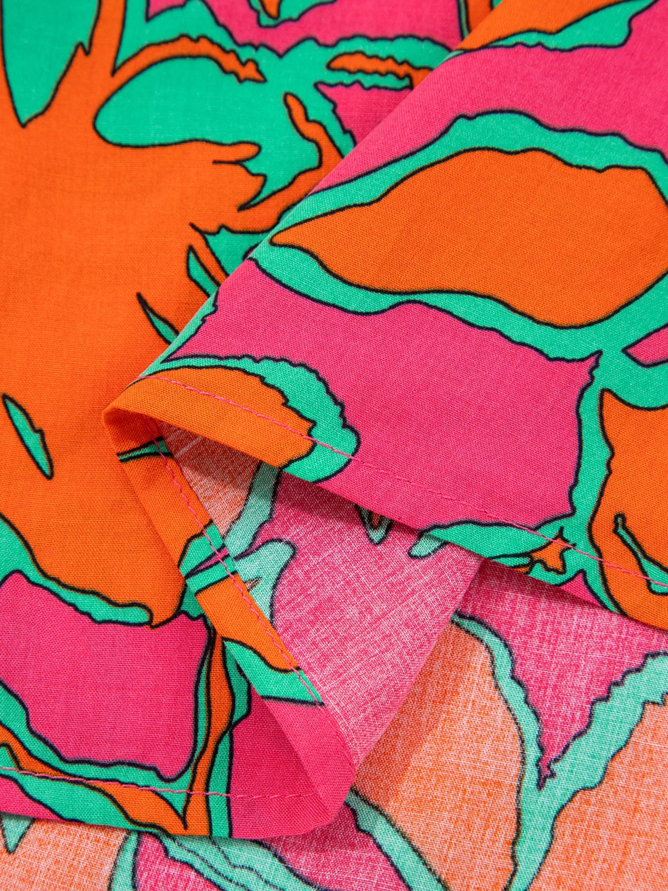 Floral Print Batwing Sleeve Buttoned Loose Fit Shirt OutfitFlow