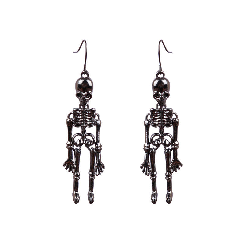 Skeleton Alloy Earrings Black One Size OutfitFlow