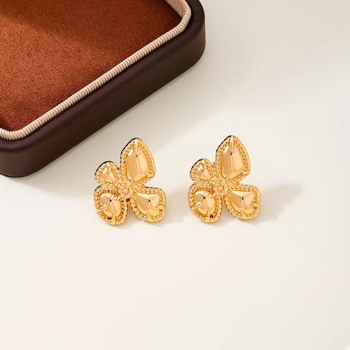 18K Gold-Plated Alloy Flower Stud Earrings OutfitFlow