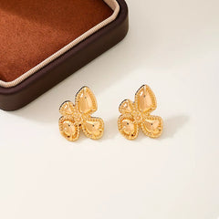 18K Gold-Plated Alloy Flower Stud Earrings OutfitFlow