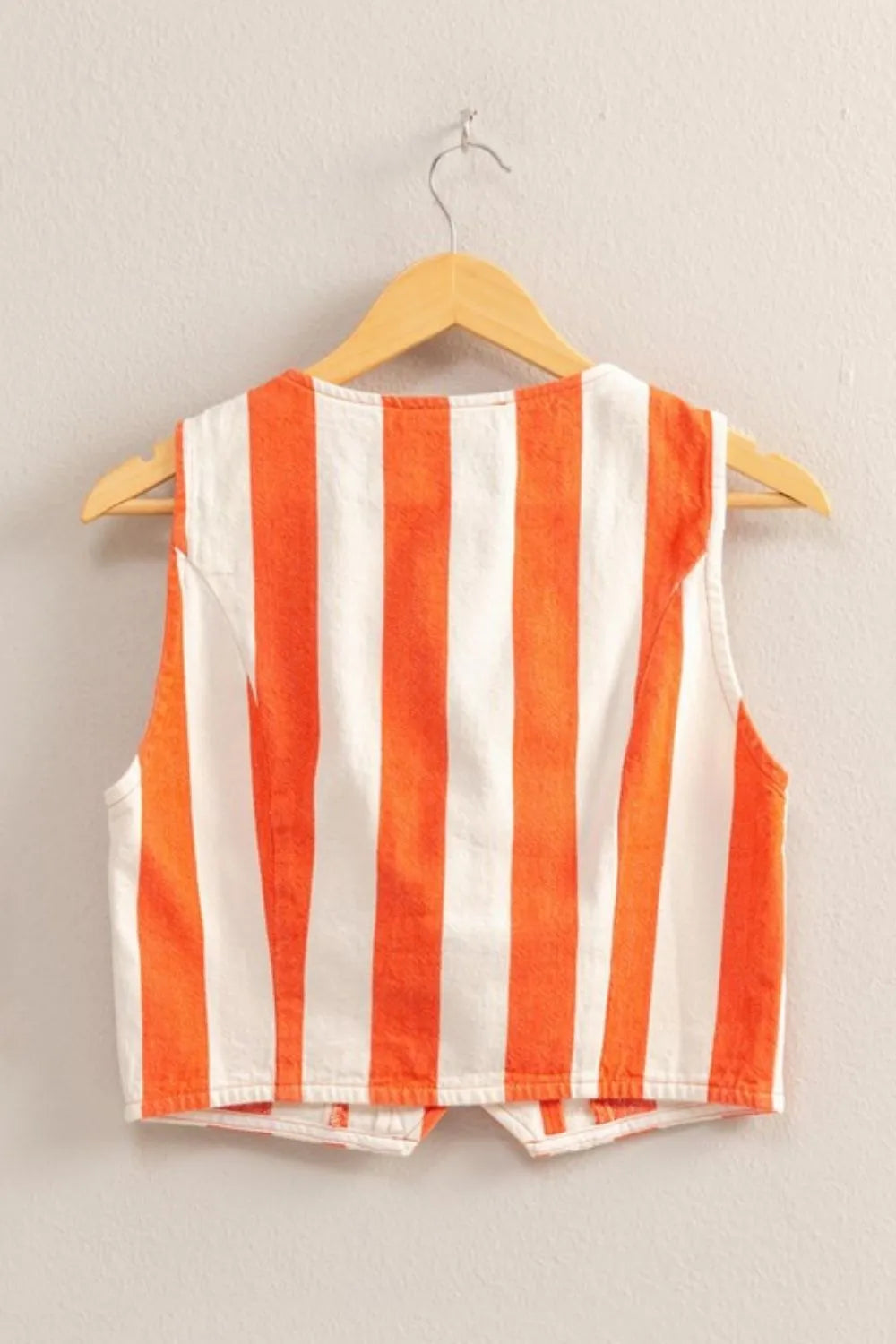 HYFVE Woven Striped V-Neck Button Down Vest OutfitFlow