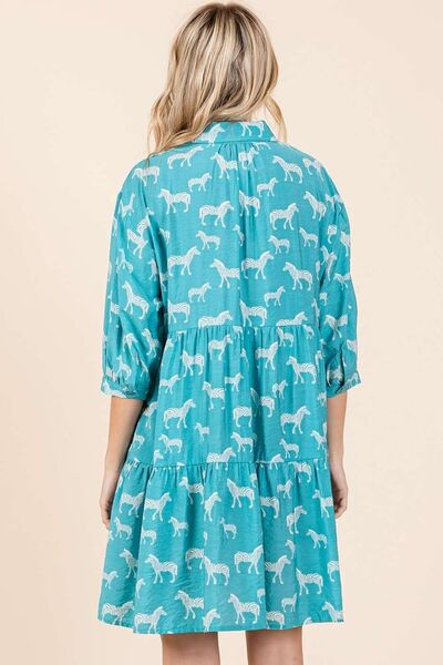 Mittoshop Zebra Print Button Down Shirt Mini Dress OutfitFlow