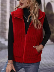 Pocketed Zip Up Vest Coat OutfitFlow