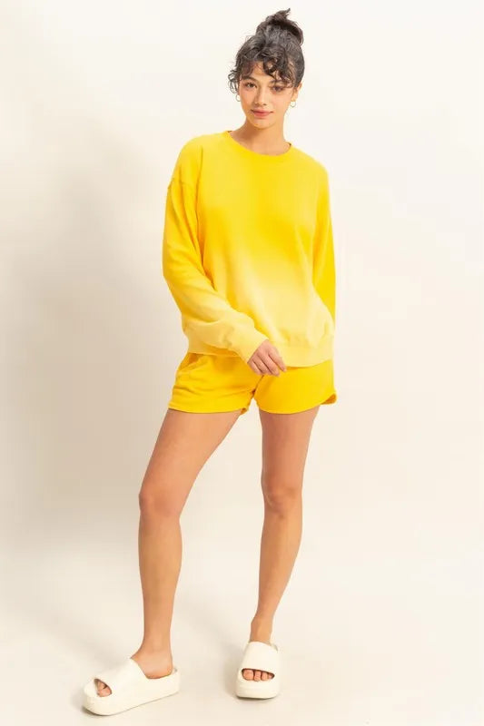 HYFVE Dip Dye Long Sleeve Sweatshirt SUNFLOWER OutfitFlow