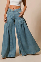 BiBi Pleated Detail Wide Jeans OutfitFlow