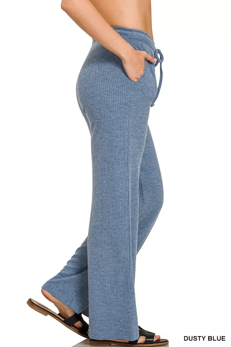 Zenana Ribbed Drawstring Lounge Pants OutfitFlow