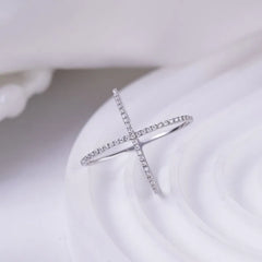 925 Sterling Silver Moissanite Crisscross Ring OutfitFlow