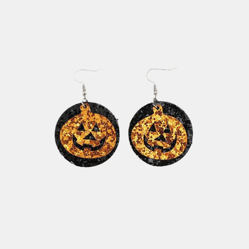 PU Leather Pumpkin Earrings Tangerine One Size OutfitFlow