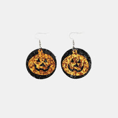 PU Leather Pumpkin Earrings Tangerine One Size OutfitFlow