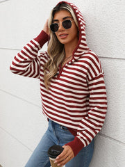 Outfit Flow - Perfee Striped Long Sleeve Hooded Sweater