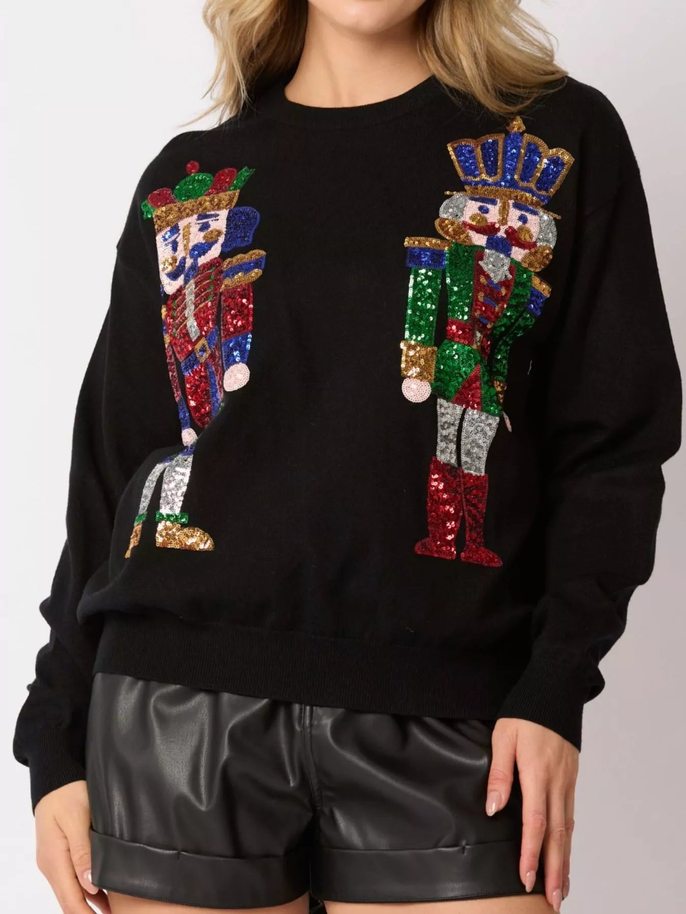Sequined Nutcracker Long Sleeve Sweatshirt OutfitFlow