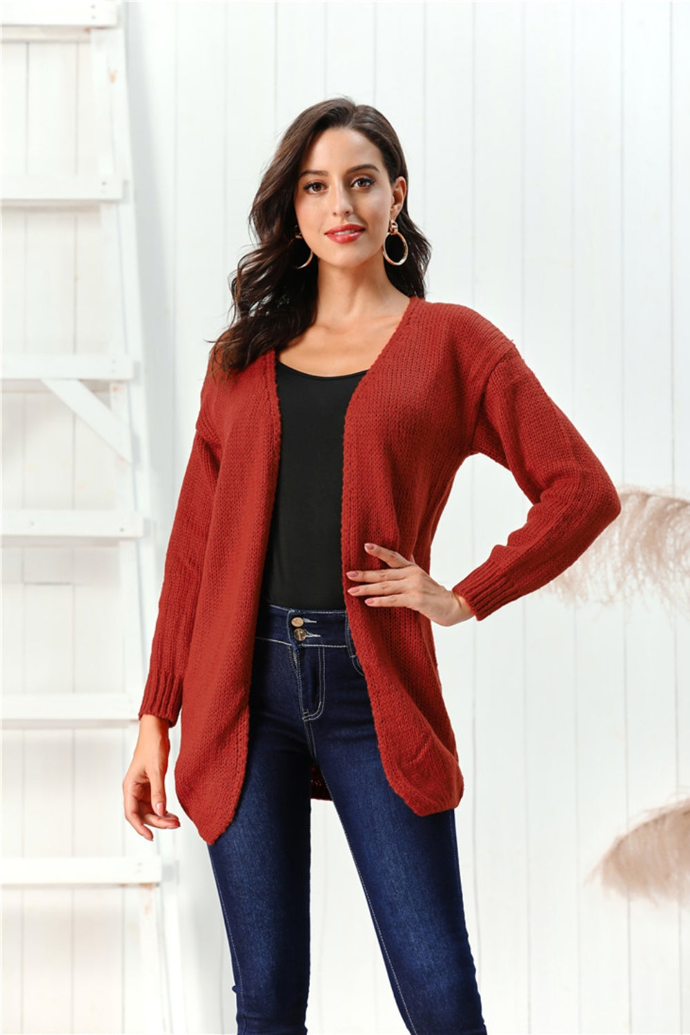 Open Front Long Sleeve Cardigan