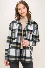 Love Tree Plaid Button Up Jacket