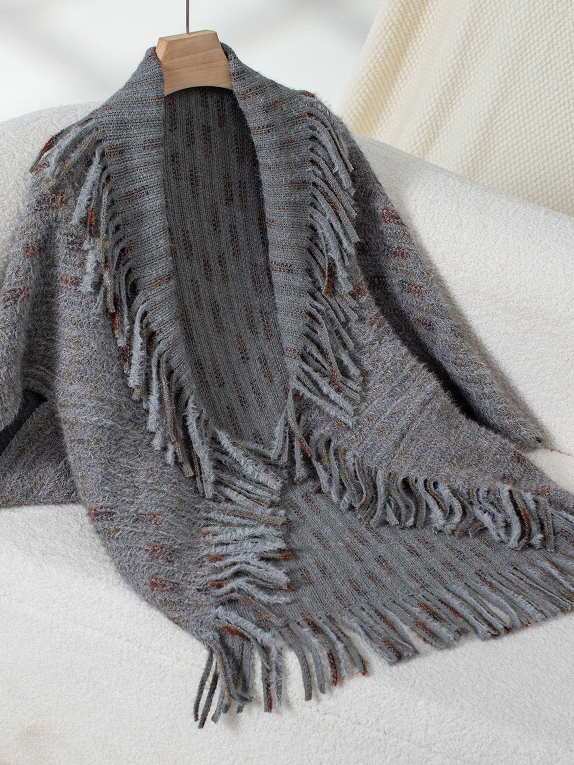 Outfit Flow - Fringe Open Front Half Sleeve Poncho