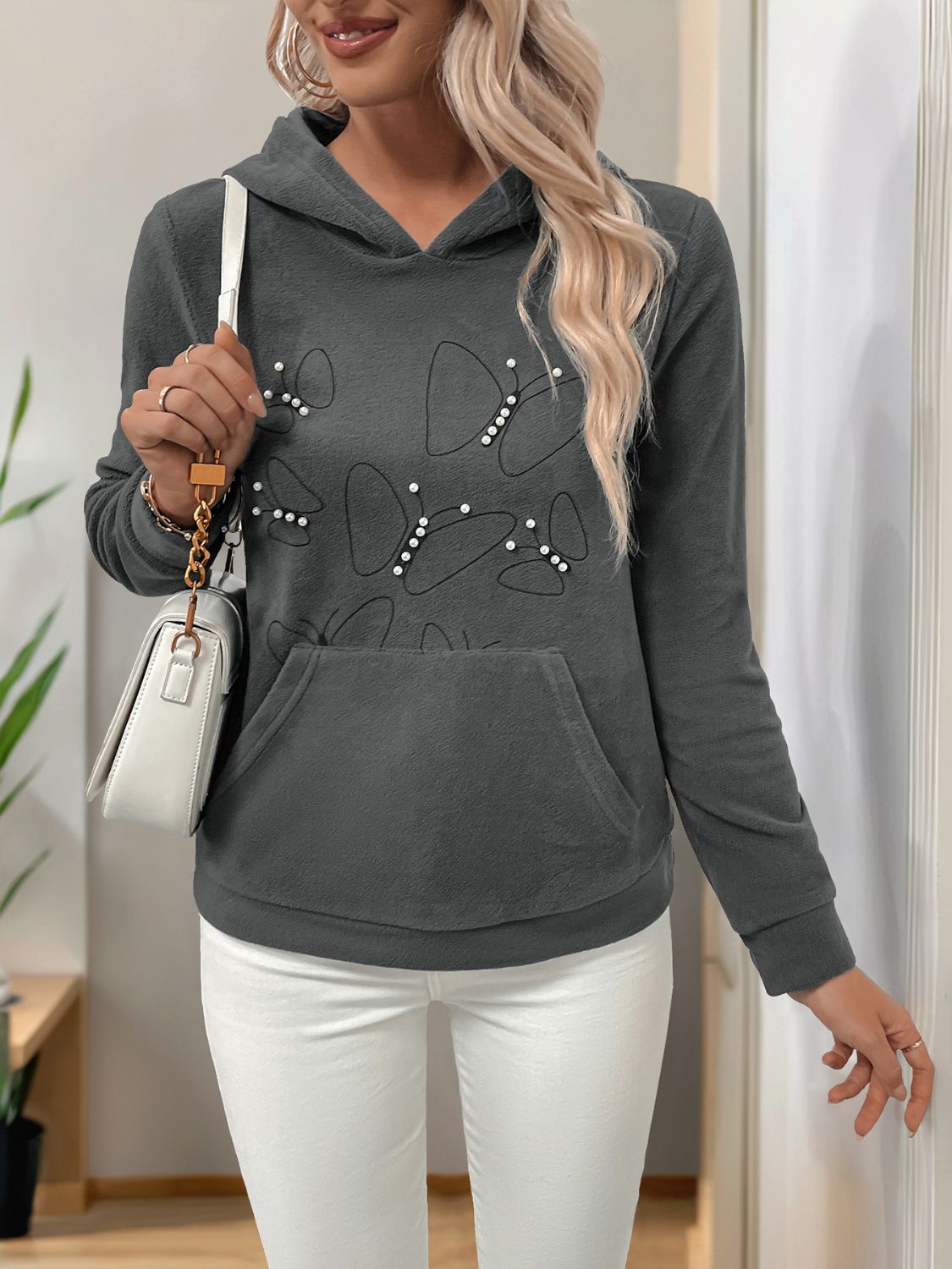 Outfit Flow - Perfee Pearl Butterfly Long Sleeve Hoodie