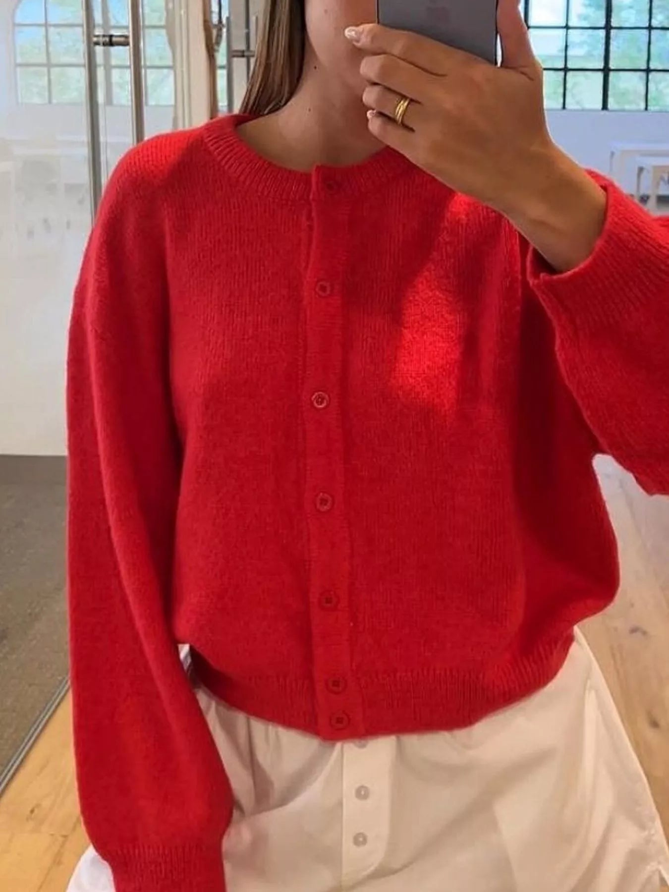 Button-Down Knit Cardigan OutfitFlow