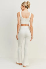 Kimberly C Waffle Tank and High Waist Flare Pants Set OutfitFlow