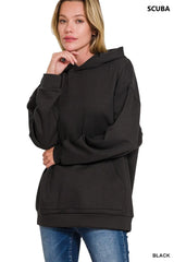 Zenana Oversized Scuba Hoodie with Kangaroo Pocket OutfitFlow