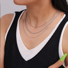 Titanium Steel Three-Layered Necklace OutfitFlow