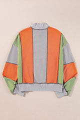 Outfit Flow - Full Size Exposed Seam Color Block Long Sleeve Sweatshirt