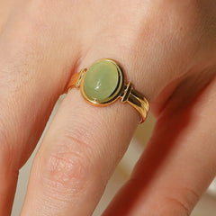 Vintage Natural Stone Gold Plated Adjustable Ring OutfitFlow
