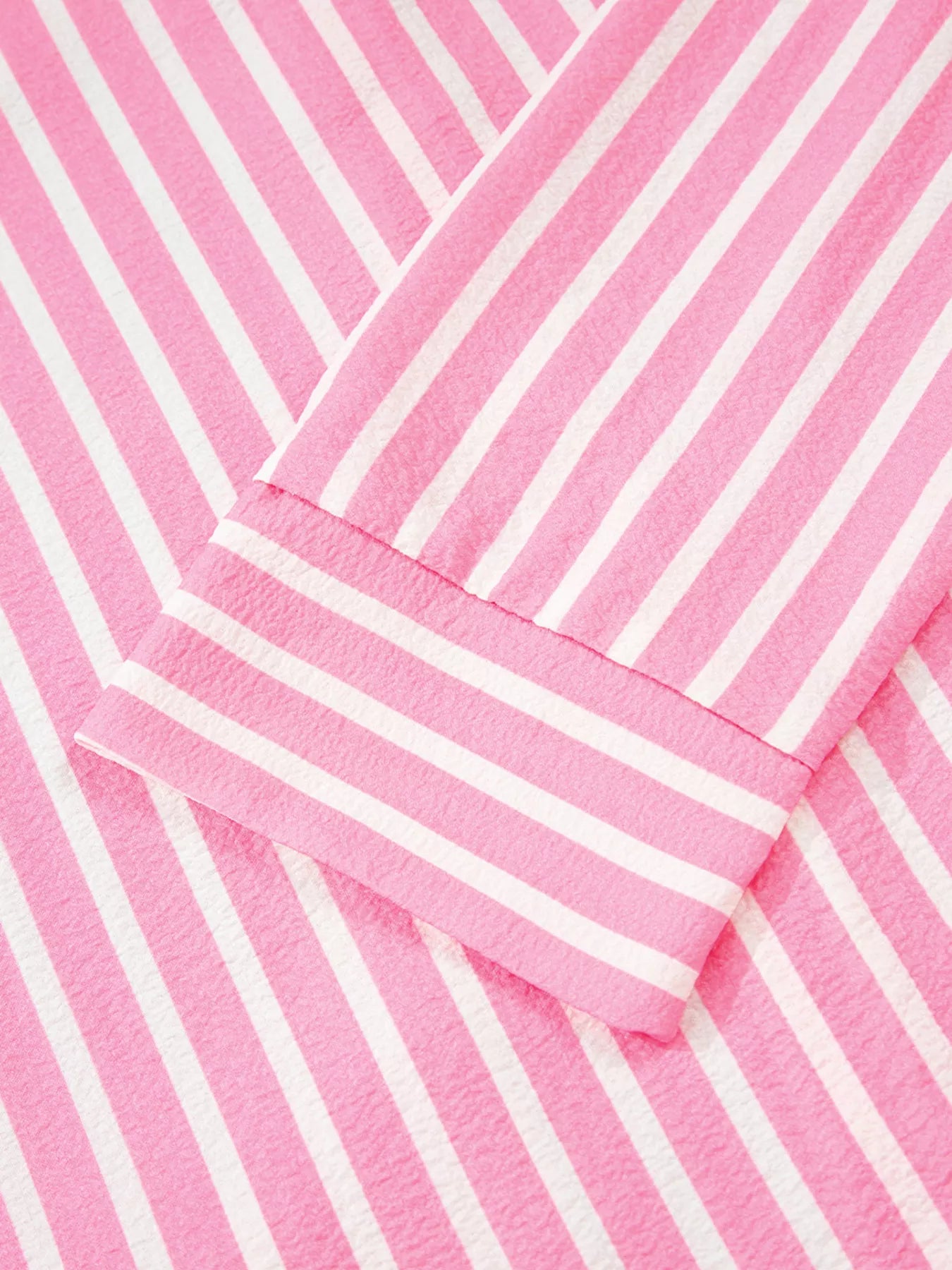Stripe Buttoned Front Long Sleeve Top and Pants 2 Piece Sleepwear OutfitFlow