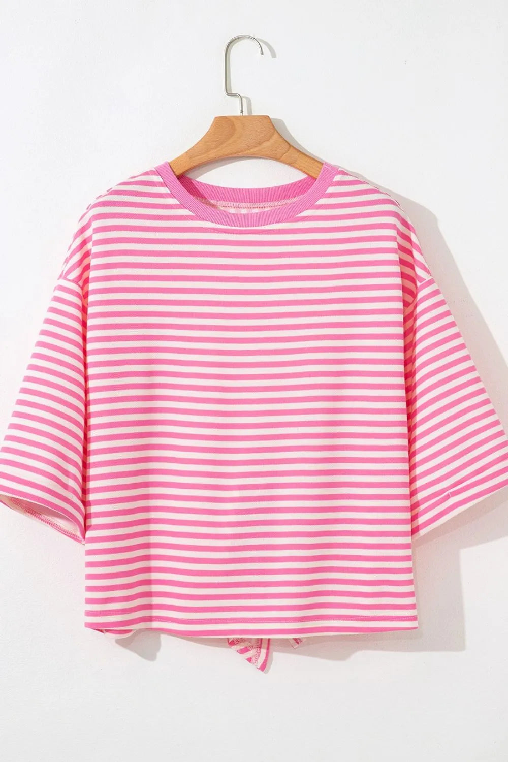 Striped Tie-Back Blouse with Cutout Detail OutfitFlow