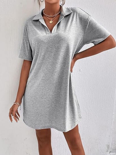 Johnny Collar Short Sleeve Polo Dress OutfitFlow