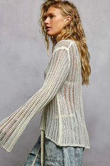 POL Openwork Round Neck Knit Cover Up OutfitFlow