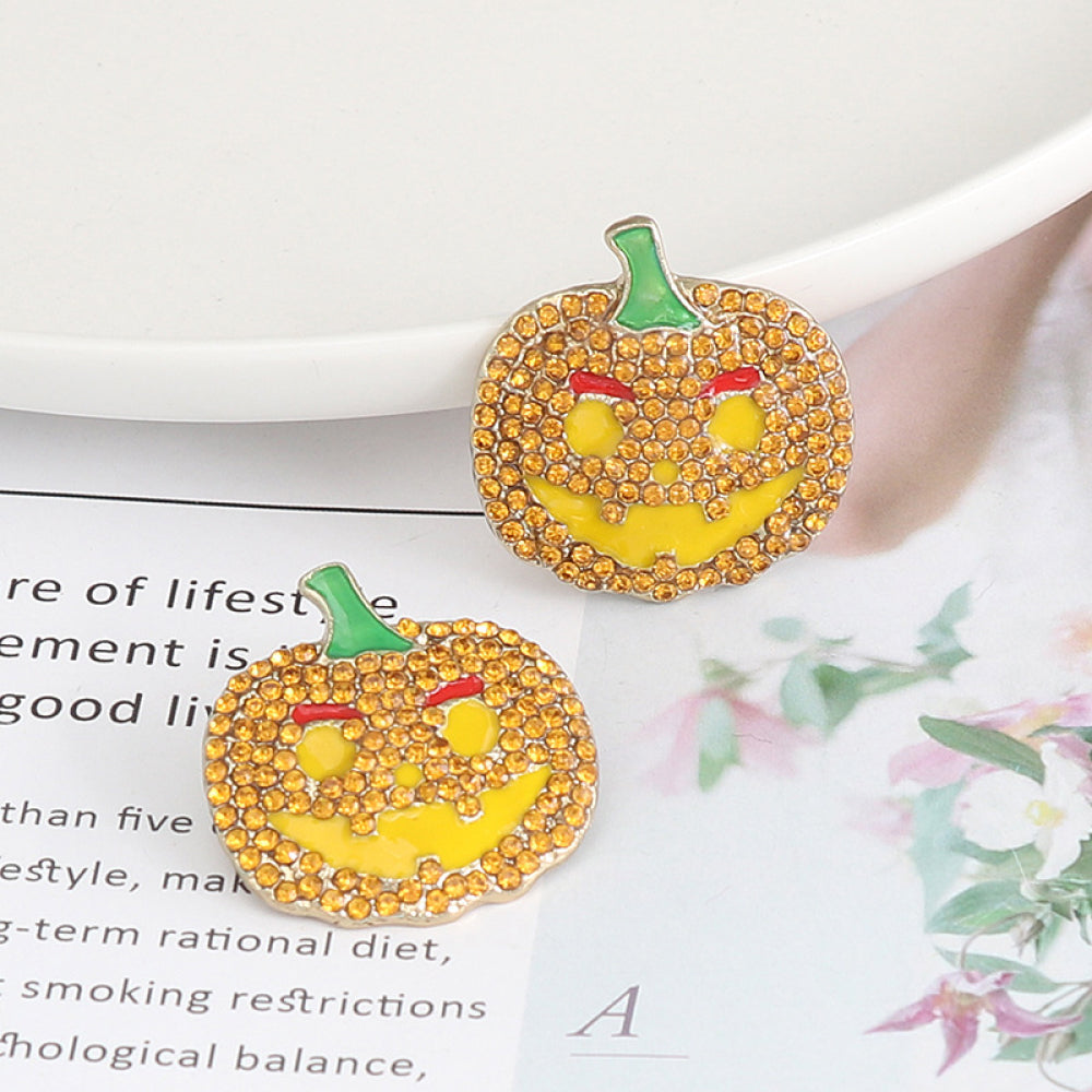 Demon Pumpkin Rhinestone Alloy Earrings OutfitFlow