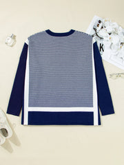 Stripe Dolman Oversize Tunic Sweater Trendsi