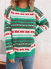 Round Neck Dropped Shoulder Sweater OutfitFlow