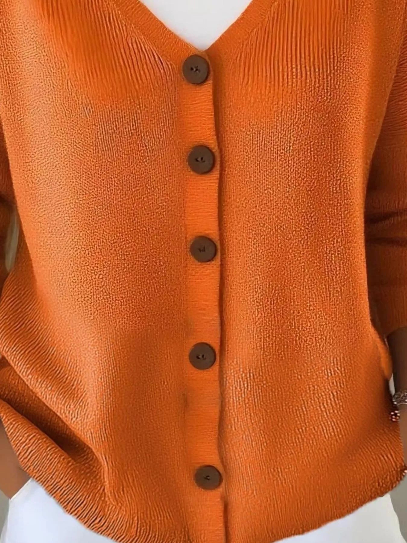 Full Size V-Neck Button-Down Knit Cardigan Plus Size OutfitFlow