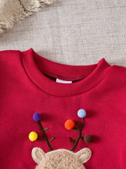 Children's Christmas Reindeer Sweatshirt & Plaid Skirt Set OutfitFlow