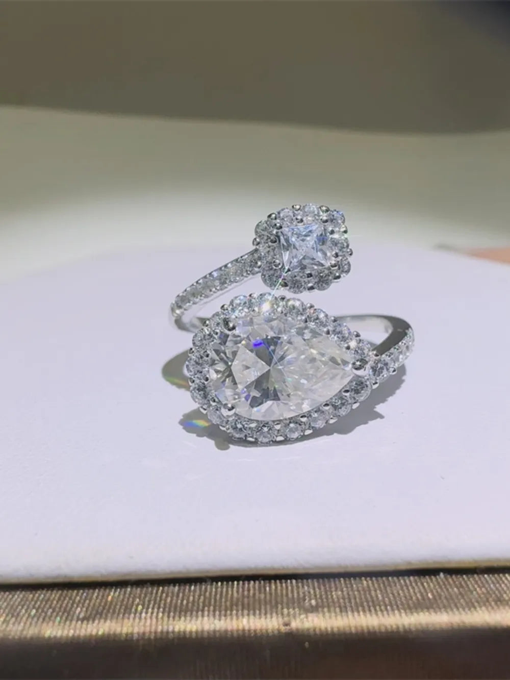 2 Carat Moissanite 925 Sterling Silver Bypass Ring OutfitFlow