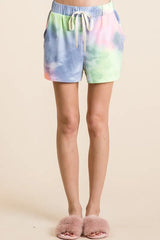 BiBi Tie Dye Casual Shorts with Twill Tape Drawstring OutfitFlow