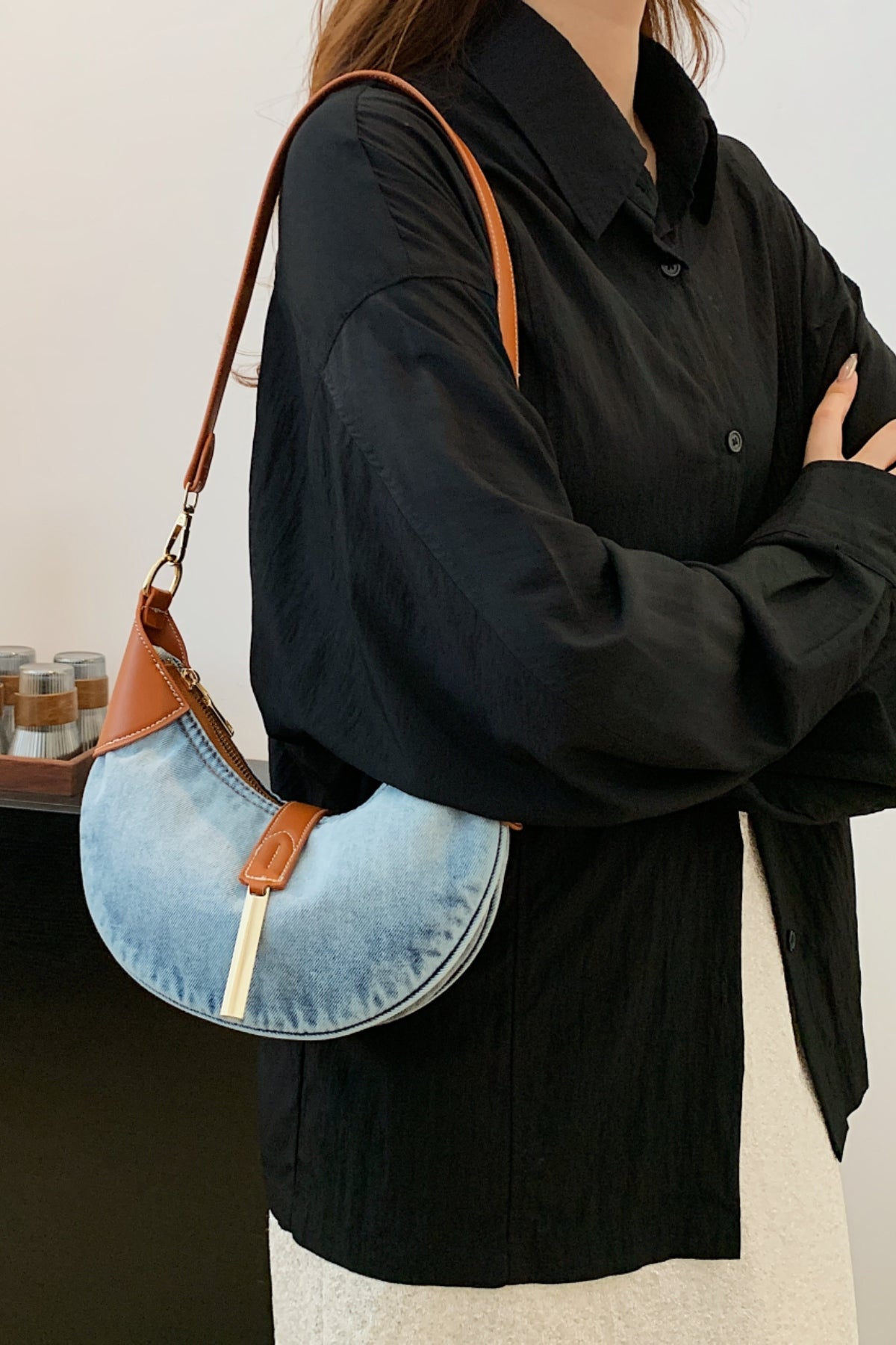 Outfit Flow - Contrast Denim Shoulder Bag