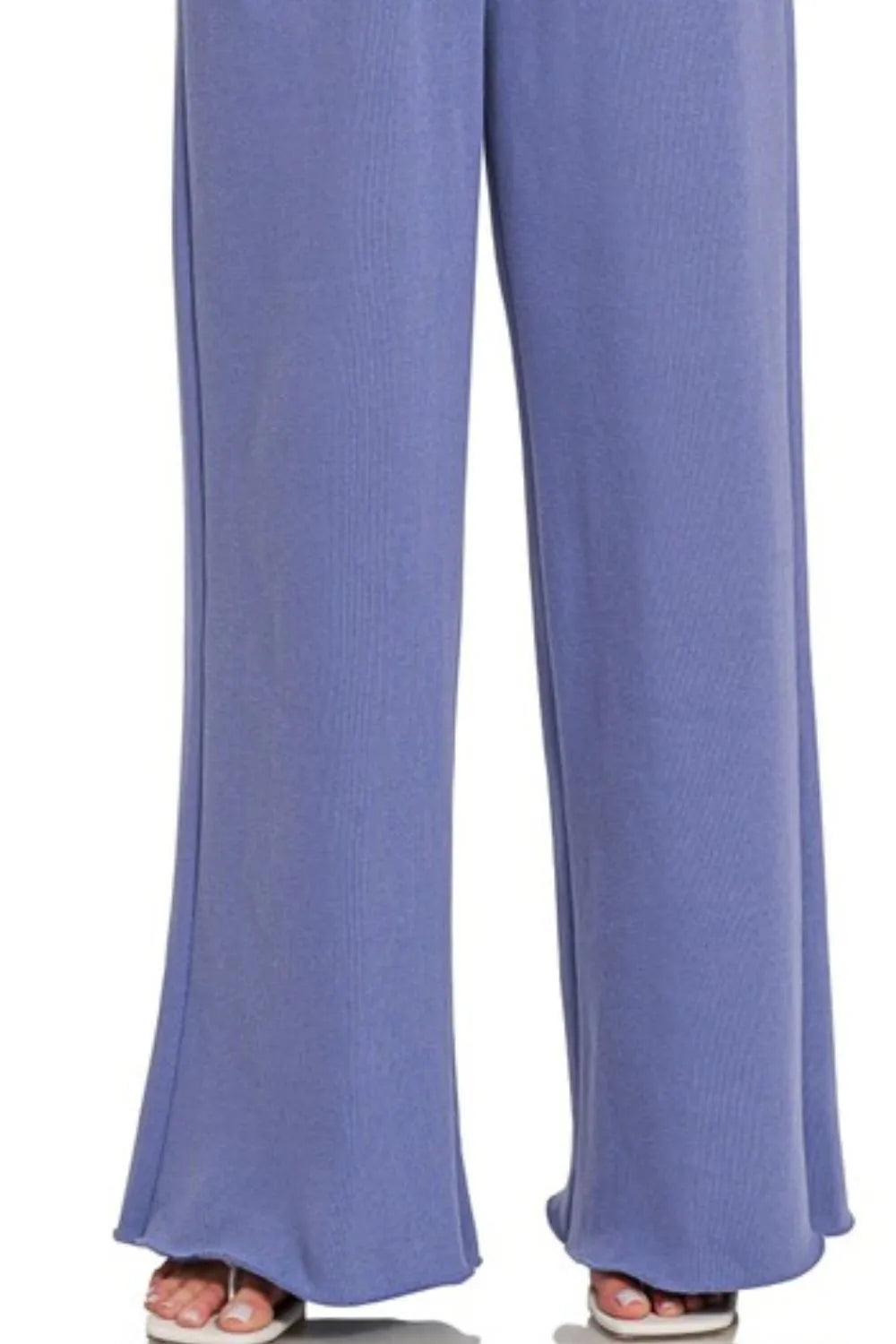 Zenana Fleece Exposed Seam Wide Leg Sweatpants OutfitFlow