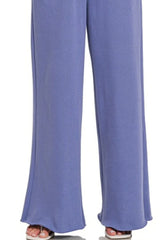 Zenana Fleece Exposed Seam Wide Leg Sweatpants OutfitFlow