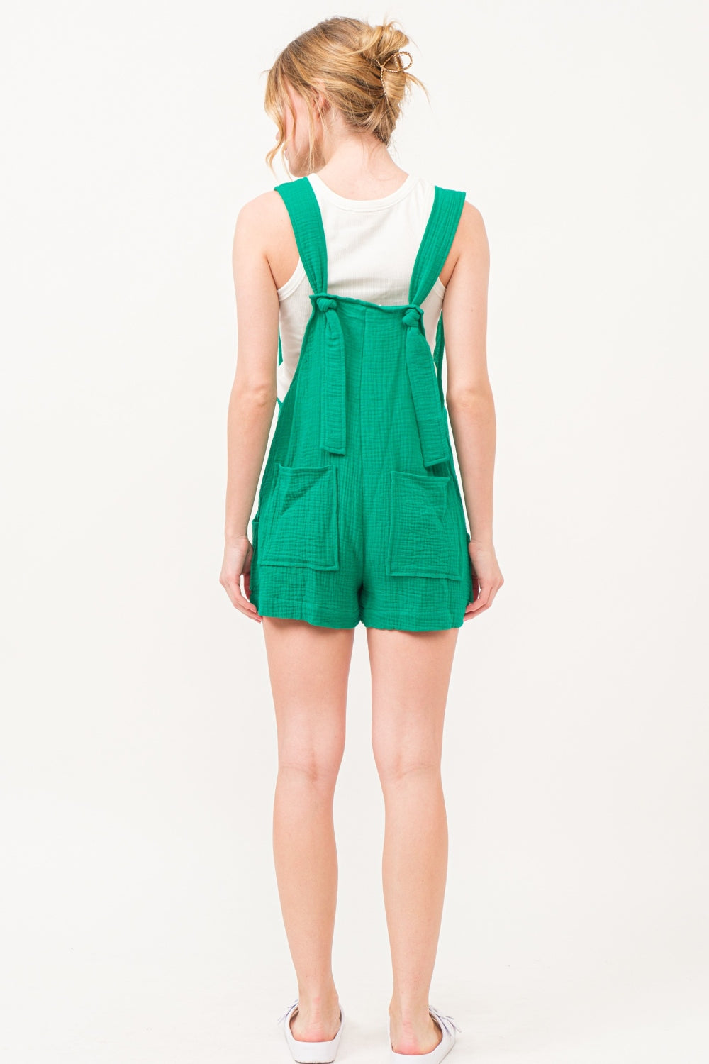 Outfit Flow - And The Why Button Up Tie Back Sleeveless Romper