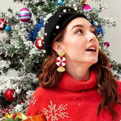 Christmas Candy Drop Earrings Gold onesize OutfitFlow