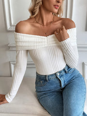 Off-Shoulder Ribbed Knit Top OutfitFlow