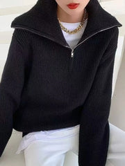 Half-Zip Long Sleeve Sweater OutfitFlow